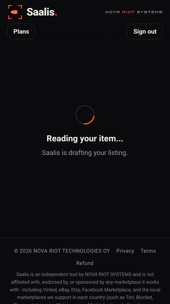 Saalis reading the item and drafting the listing.